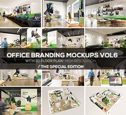 12个企业内部品牌装饰展示模型：Office Branding Mockups V6